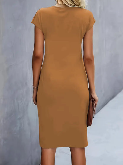 Women's Crew Neck Cocktail Dress | Midi