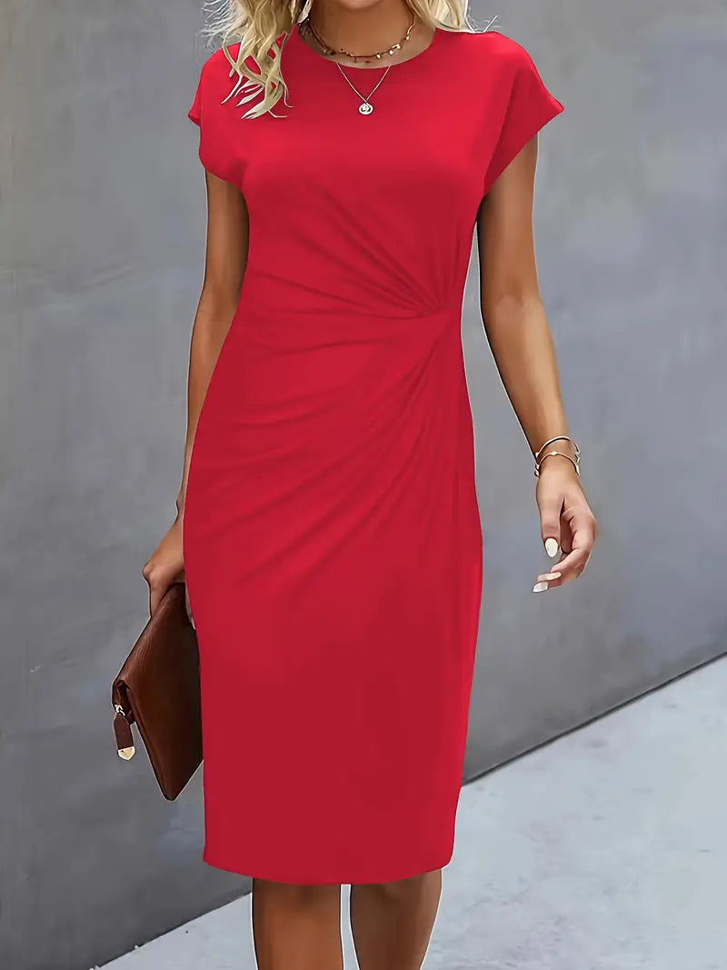 Women's Crew Neck Cocktail Dress | Midi