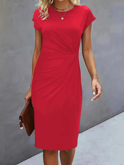 Women's Crew Neck Cocktail Dress | Midi