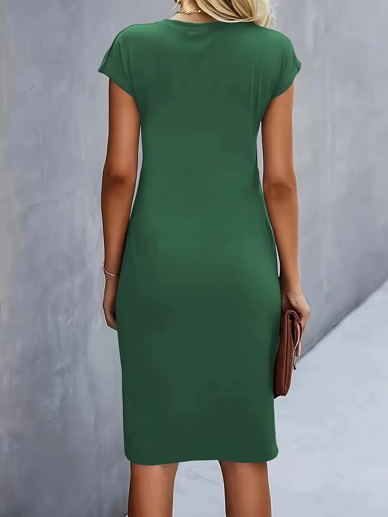 Women's Crew Neck Cocktail Dress | Midi