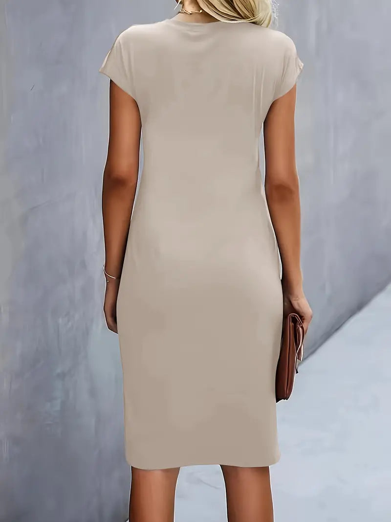 Women's Crew Neck Cocktail Dress | Midi