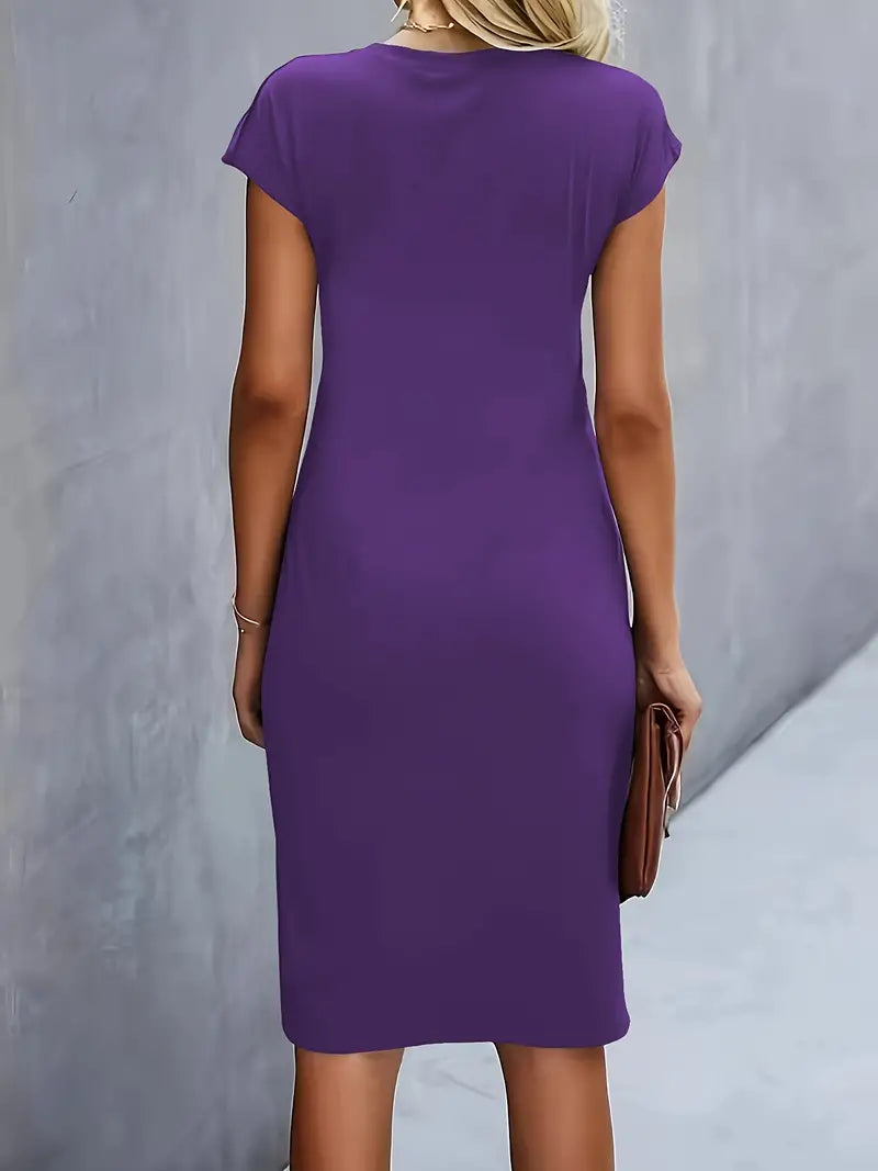 Women's Crew Neck Cocktail Dress | Midi