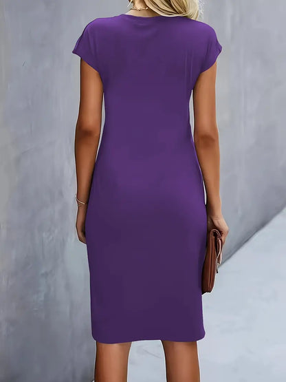 Women's Crew Neck Cocktail Dress | Midi