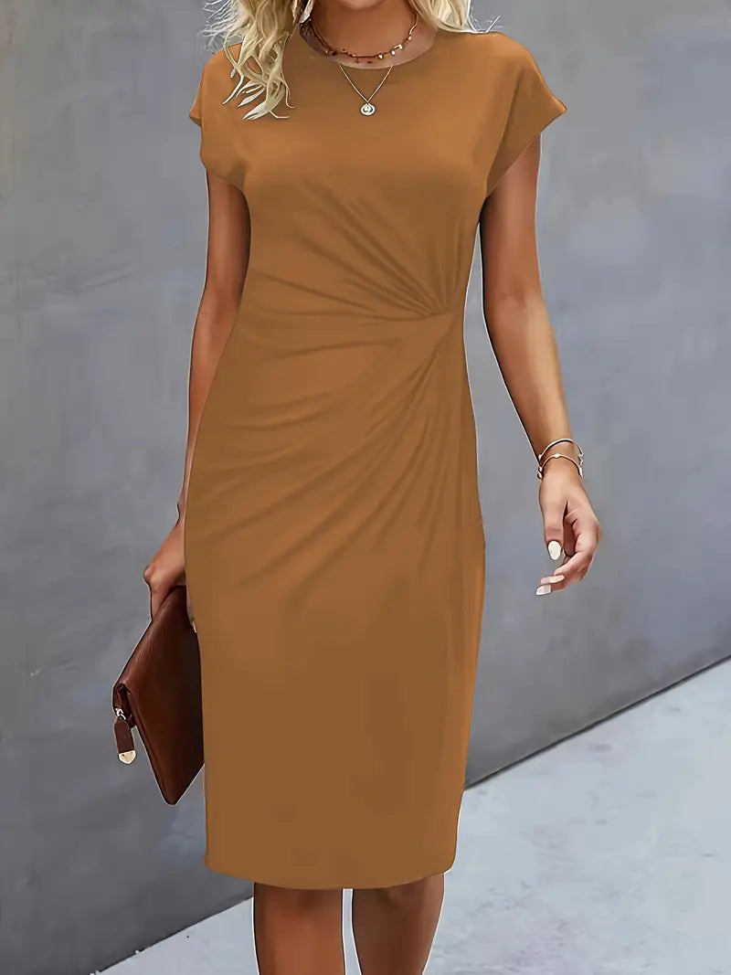 Women's Crew Neck Cocktail Dress | Midi