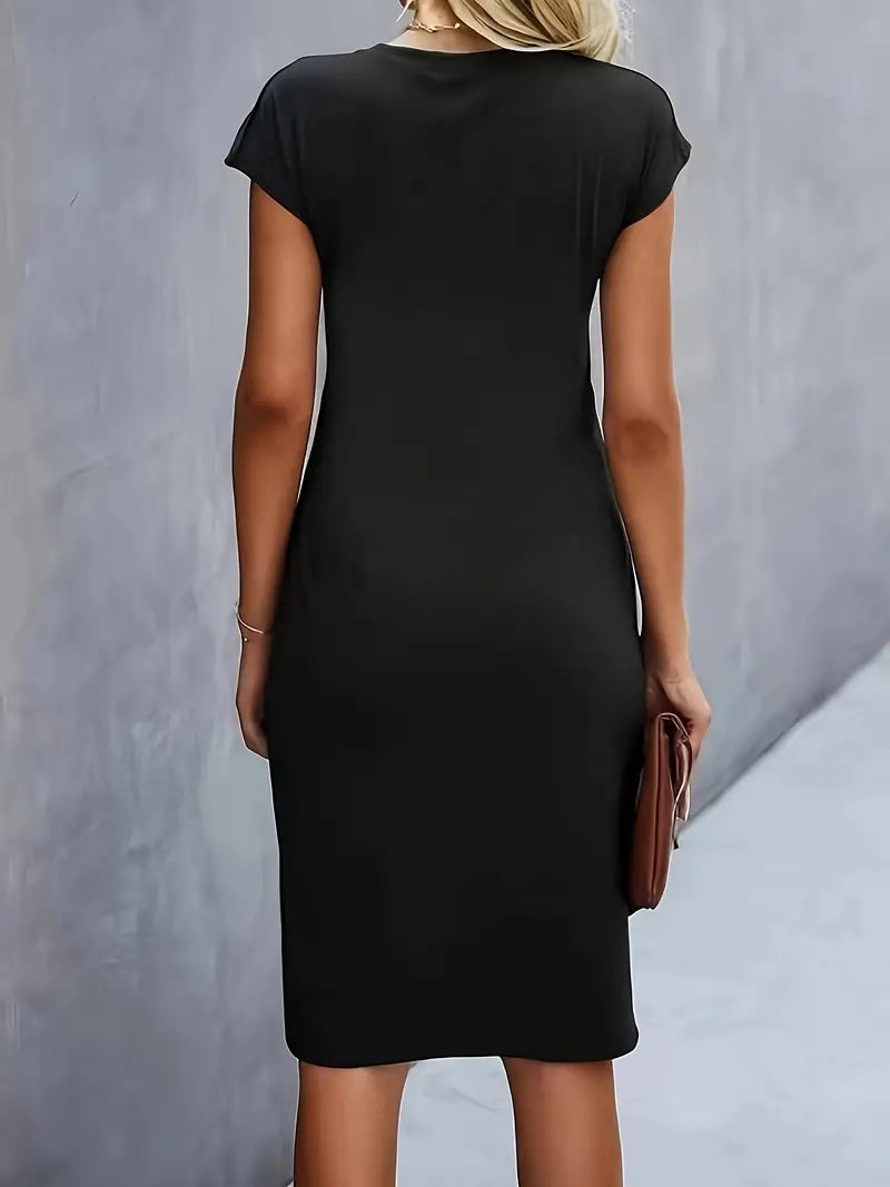 Women's Crew Neck Cocktail Dress | Midi