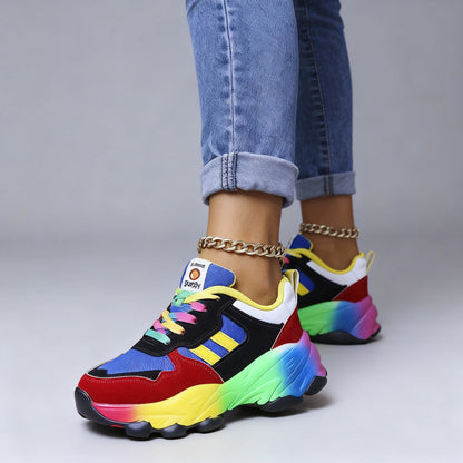 Baskets sportives colorées femme | plateforme