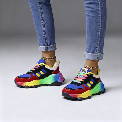 Baskets sportives colorées femme | plateforme