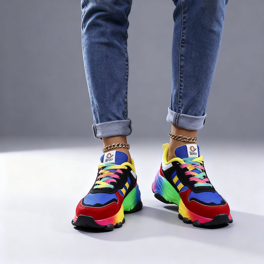 Baskets sportives colorées femme | plateforme