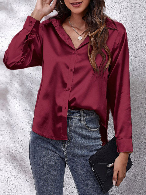 Damen Formelle Knopfleiste Bluse | Lockere Passform