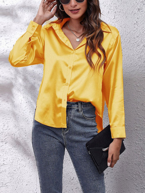 Damen Formelle Knopfleiste Bluse | Lockere Passform