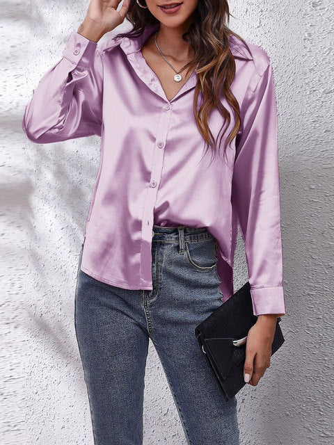 Damen Formelle Knopfleiste Bluse | Lockere Passform