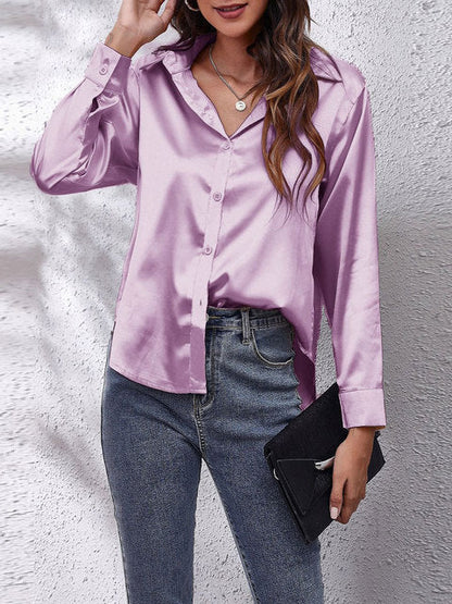 Damen Formelle Knopfleiste Bluse | Lockere Passform