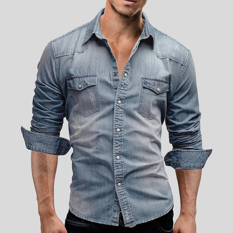 Chemise manches longues avec patte de boutonnage homme | Avec poches poitrine