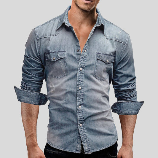 Camicia uomo a maniche lunghe con bottoni | con tasche sul petto