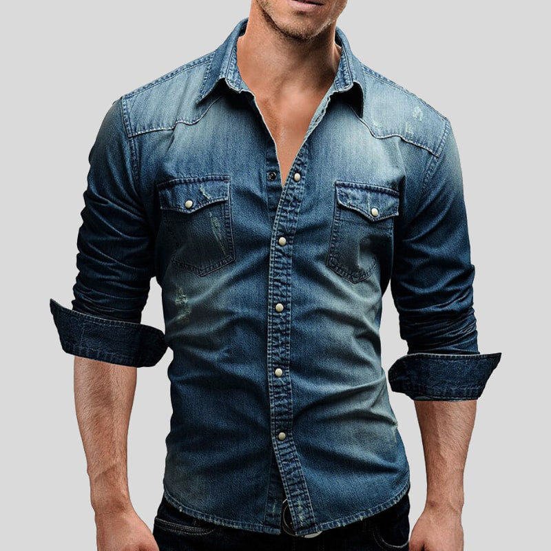 Chemise manches longues avec patte de boutonnage homme | Avec poches poitrine