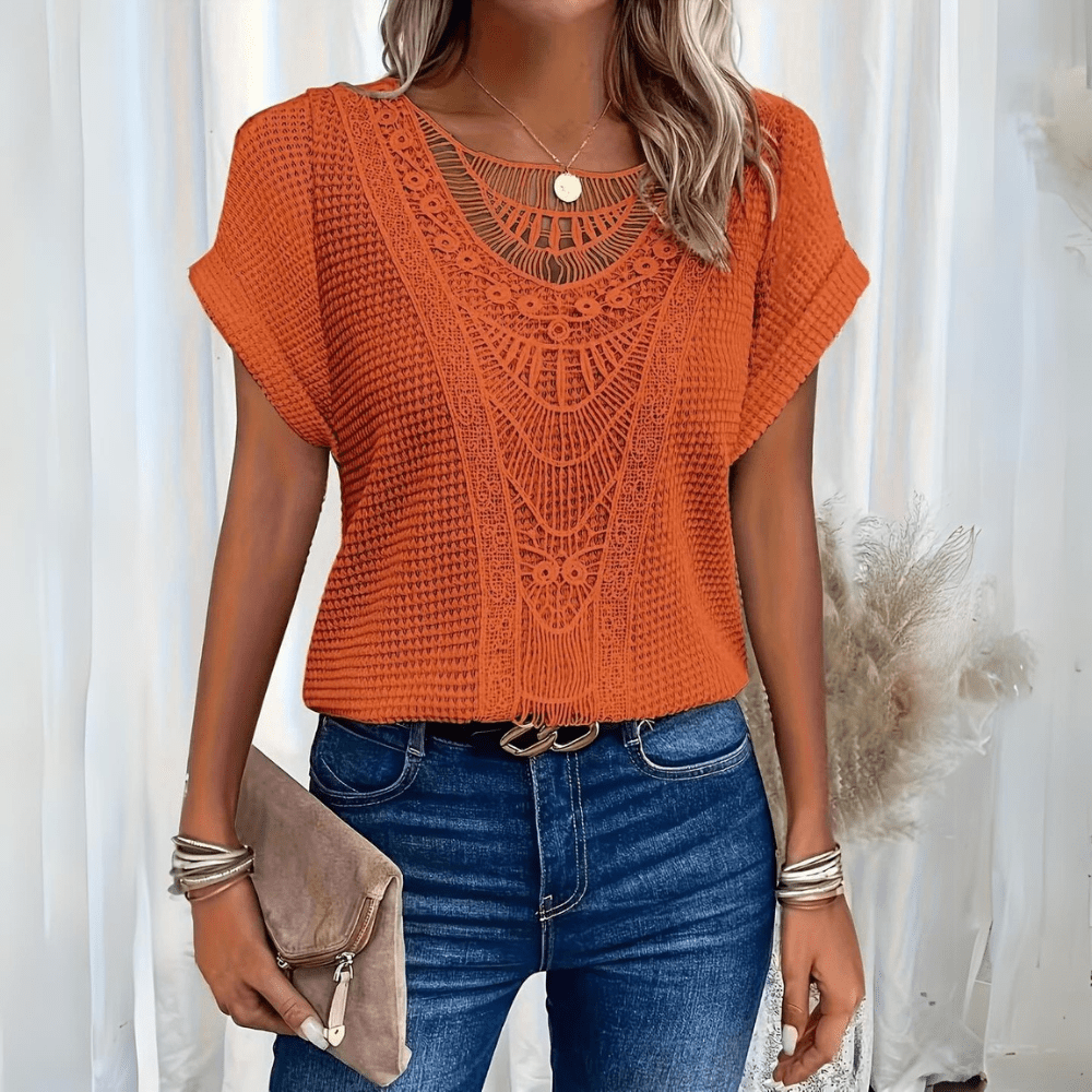 Top d'été bohème femme | Manches courtes