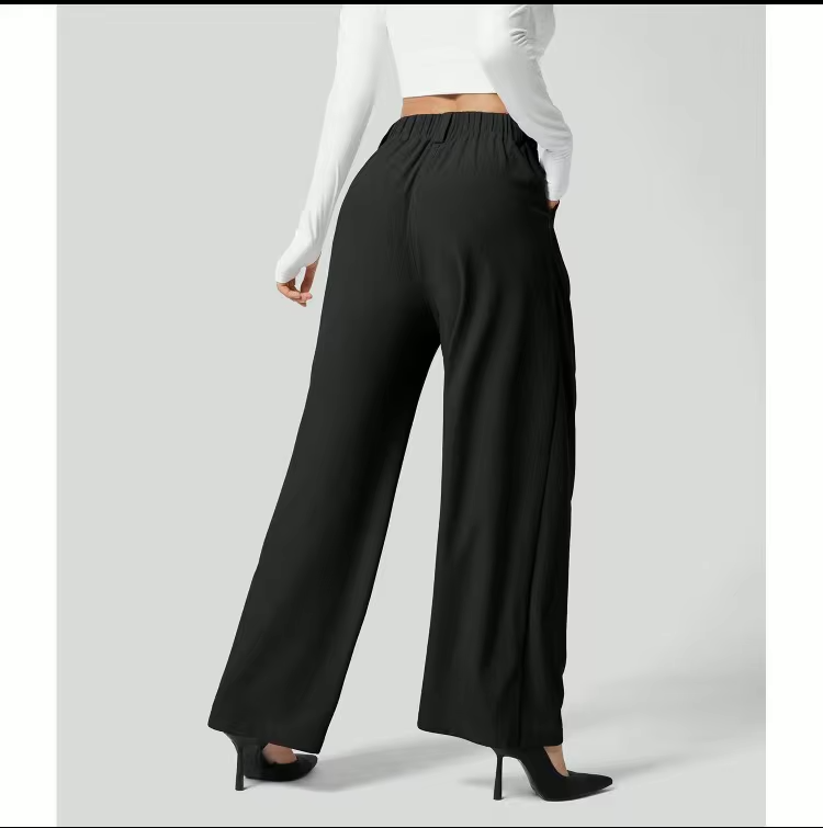 Pantalon d'été taille haute à jambes larges pour femmes