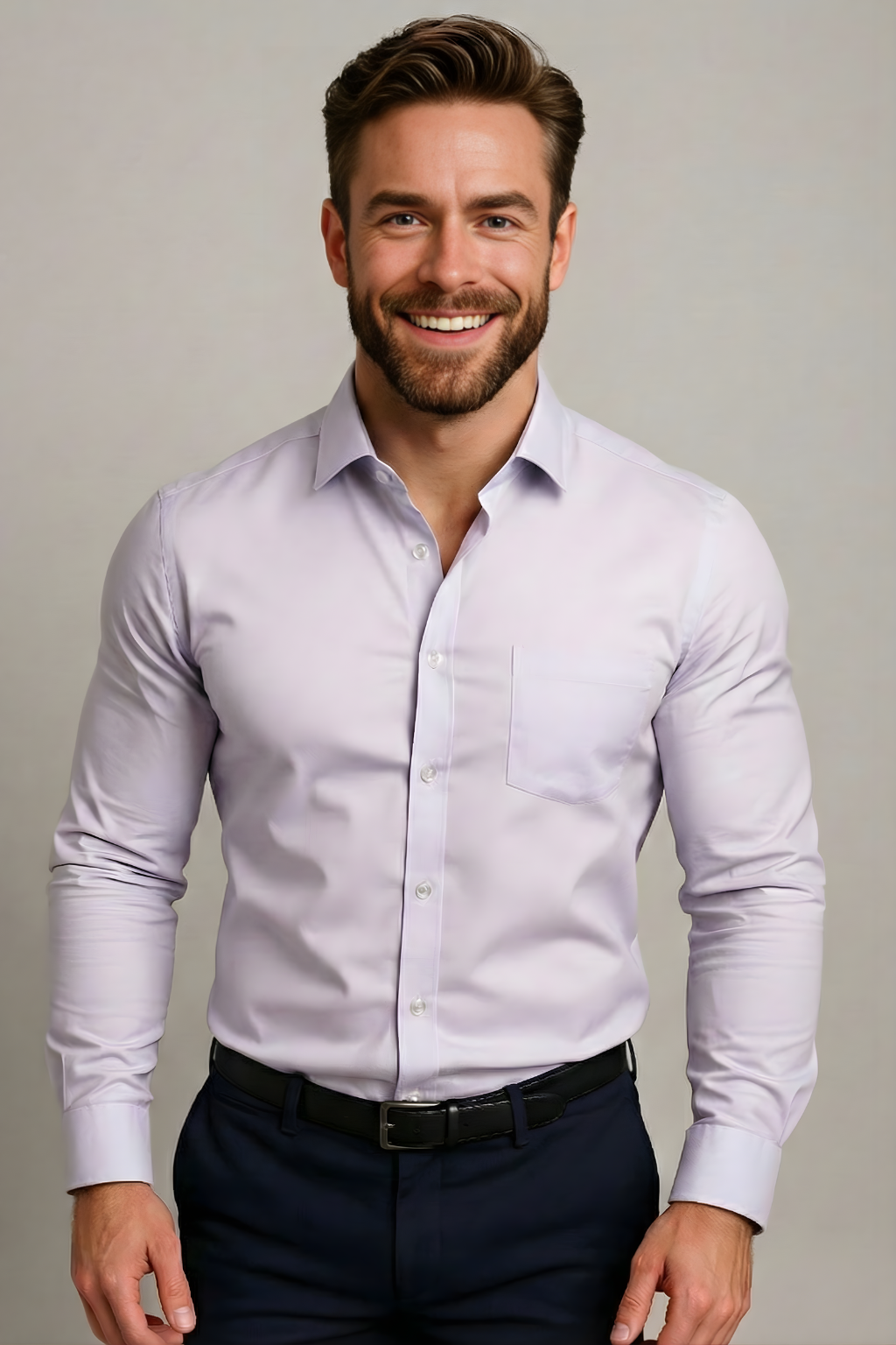 Chemise business homme à manches longues avec patte de boutonnage | respirante