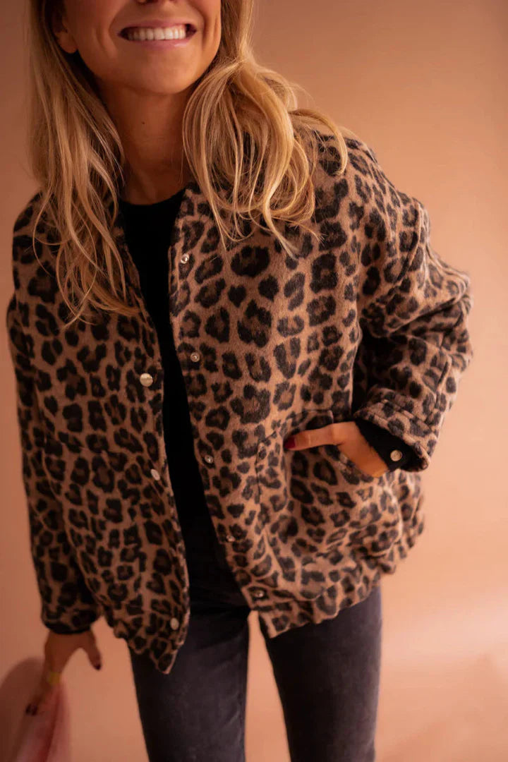 Veste bomber hiver femme | Imprimé léopard