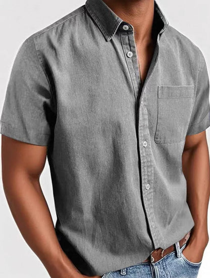 Chemise homme décontractée à manches courtes avec patte de boutonnage | avec poche poitrine