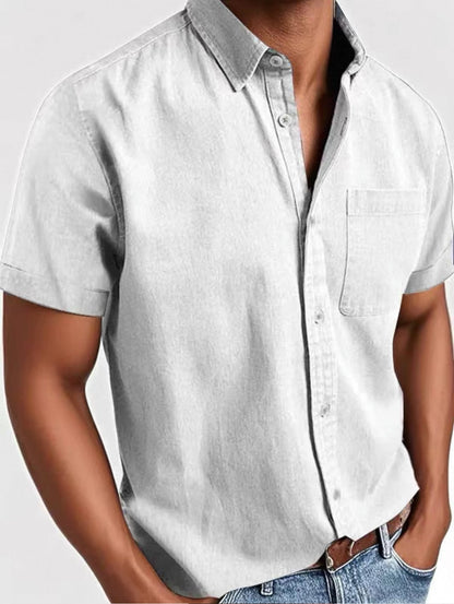 Chemise homme décontractée à manches courtes avec patte de boutonnage | avec poche poitrine