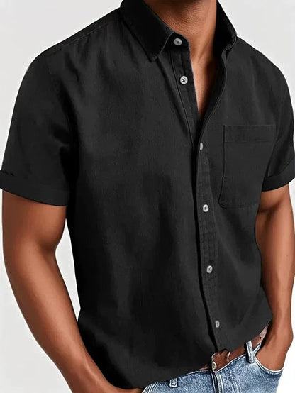 Chemise homme décontractée à manches courtes avec patte de boutonnage | avec poche poitrine