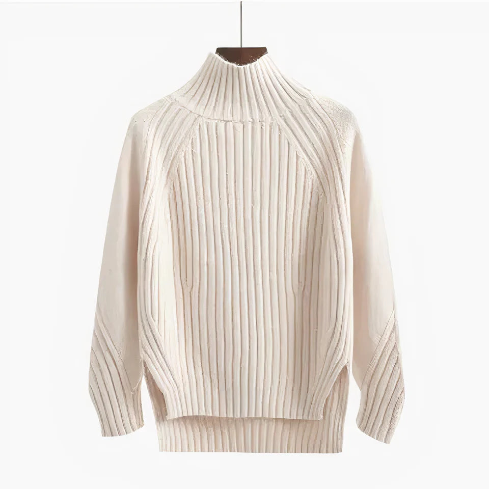 Pull à col roulé en maille long femme | Chaud