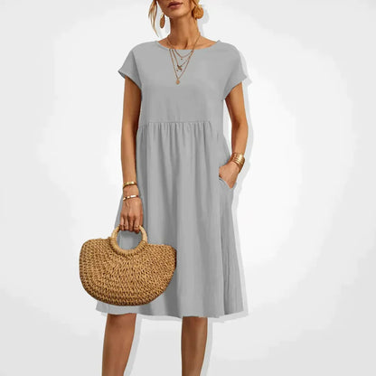 Women's Short Sleeve Midi Summer Dress | with Pockets