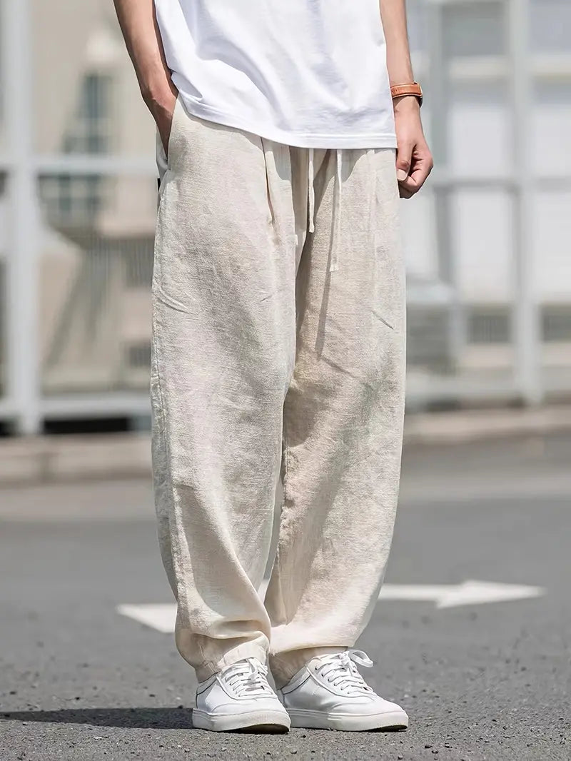 Pantalon en lin ample baggy homme | Décontracté