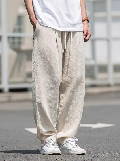 Pantalon en lin ample baggy homme | Décontracté