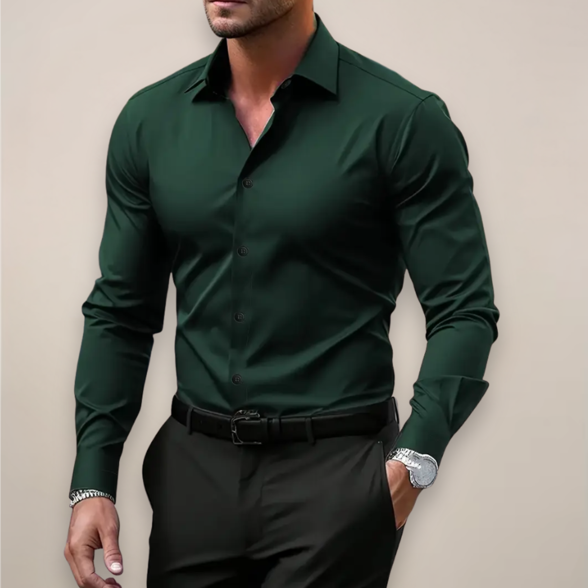 Camicia Uomo Formale a Maniche Lunghe con Bottoni | Slim Fit
