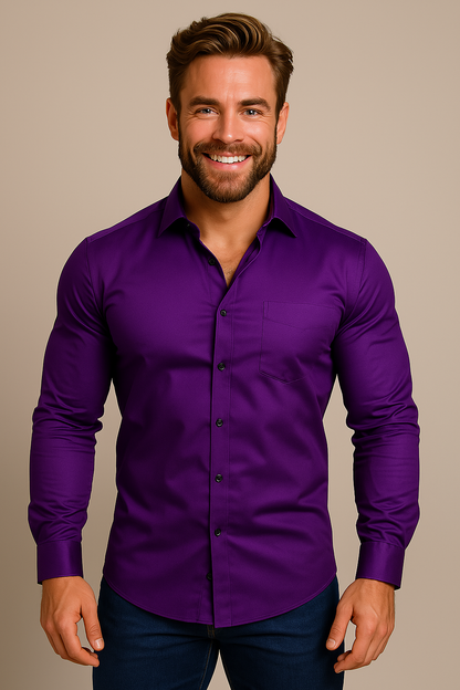 Chemise business homme à manches longues avec patte de boutonnage | respirante