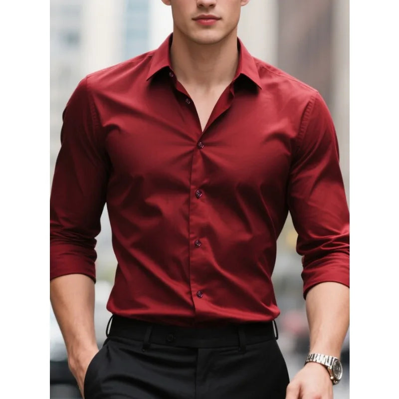 Camicia Uomo con Colletto e Bottoni | Maniche Lunghe