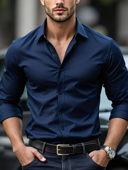Camicia Uomo con Colletto e Bottoni | Maniche Lunghe
