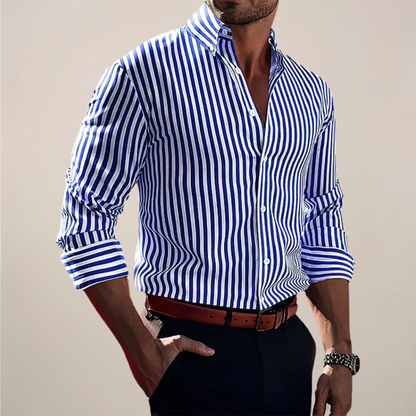 Chemise rayée décontractée homme | manches longues