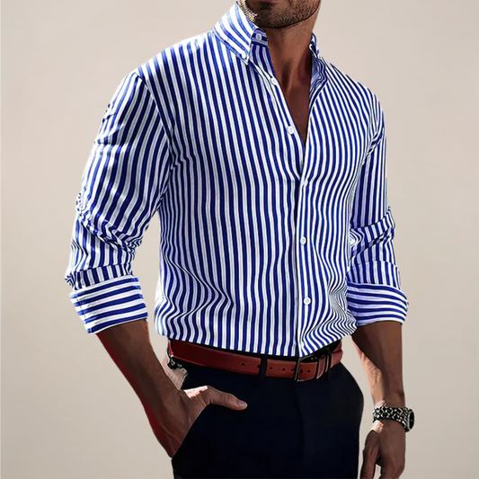 Chemise rayée décontractée homme | manches longues