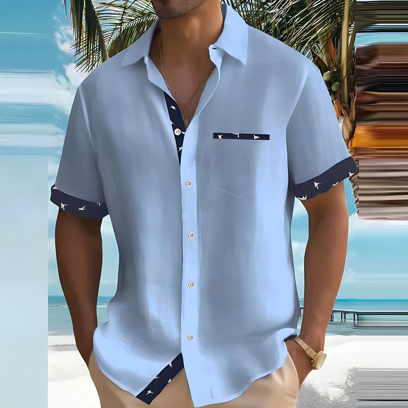 Chemise manches courtes à boutons pour hommes | Été