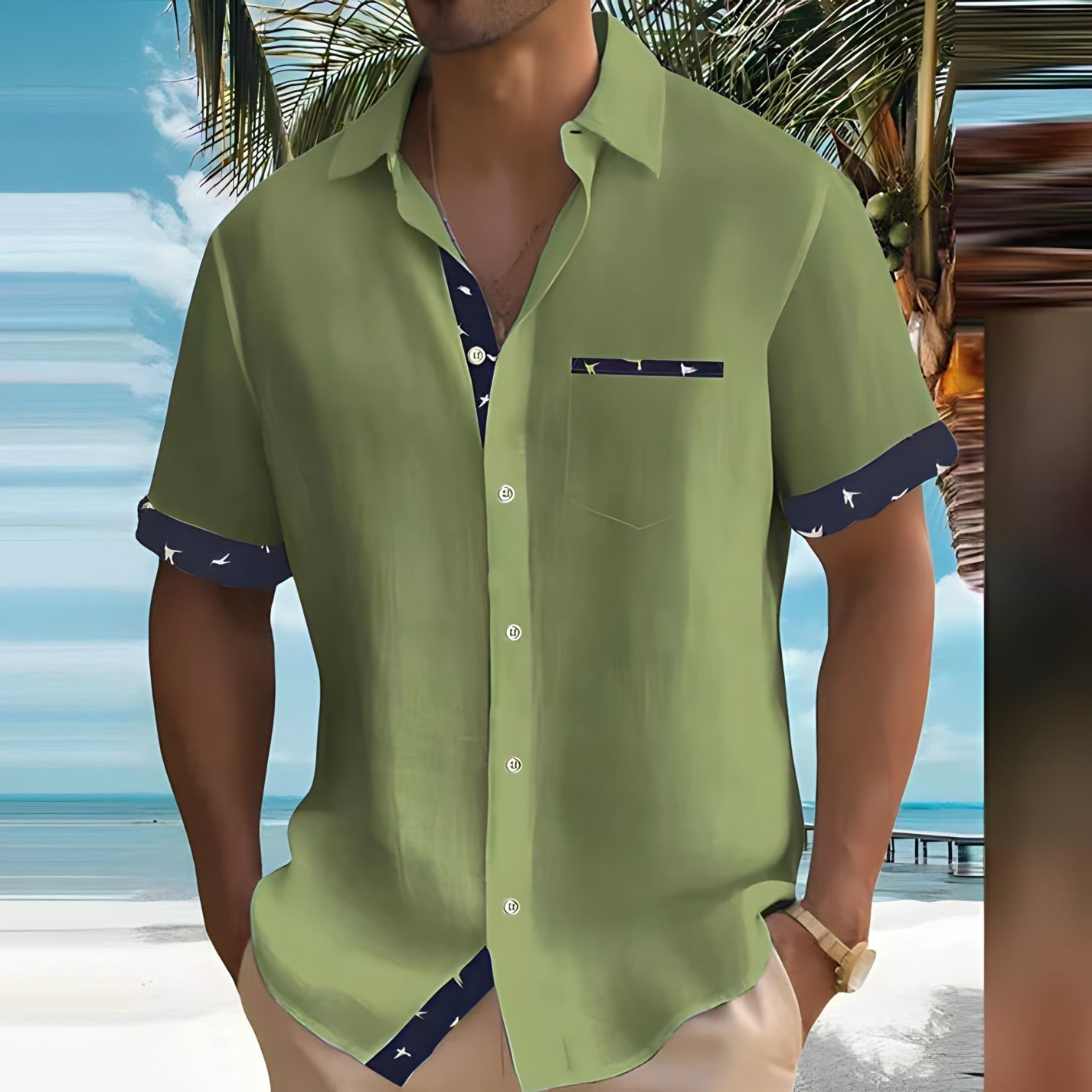 Chemise manches courtes à boutons pour hommes | Été