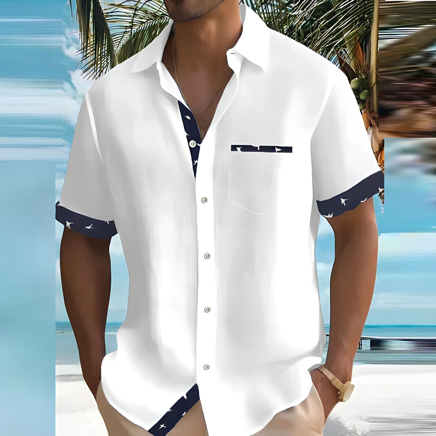 Chemise manches courtes à boutons pour hommes | Été