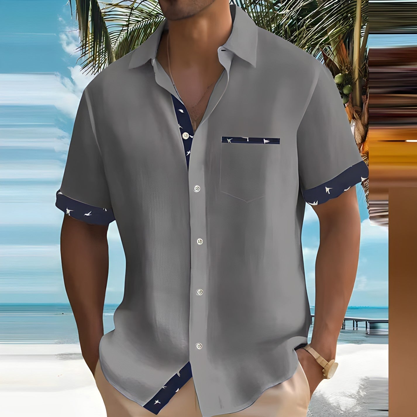 Chemise manches courtes à boutons pour hommes | Été