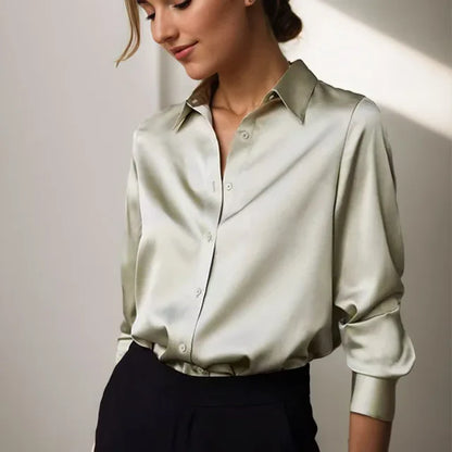 Blouse formelle à col et manches longues pour femmes | Boutonnée