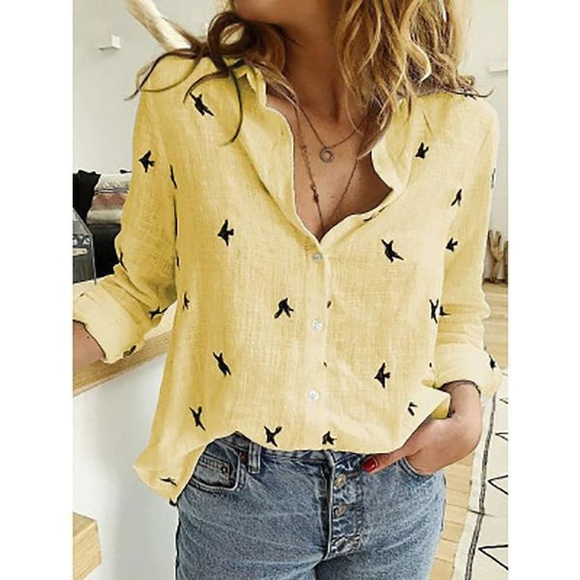 Damen Elegant Knopf Bluse | Langarm