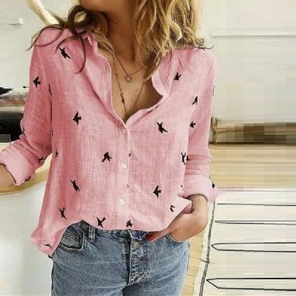 Damen Elegant Knopf Bluse | Langarm