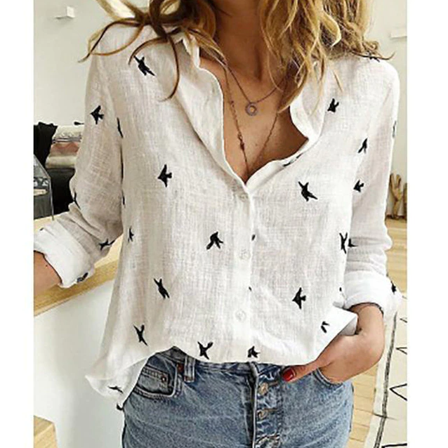 Damen Elegant Knopf Bluse | Langarm