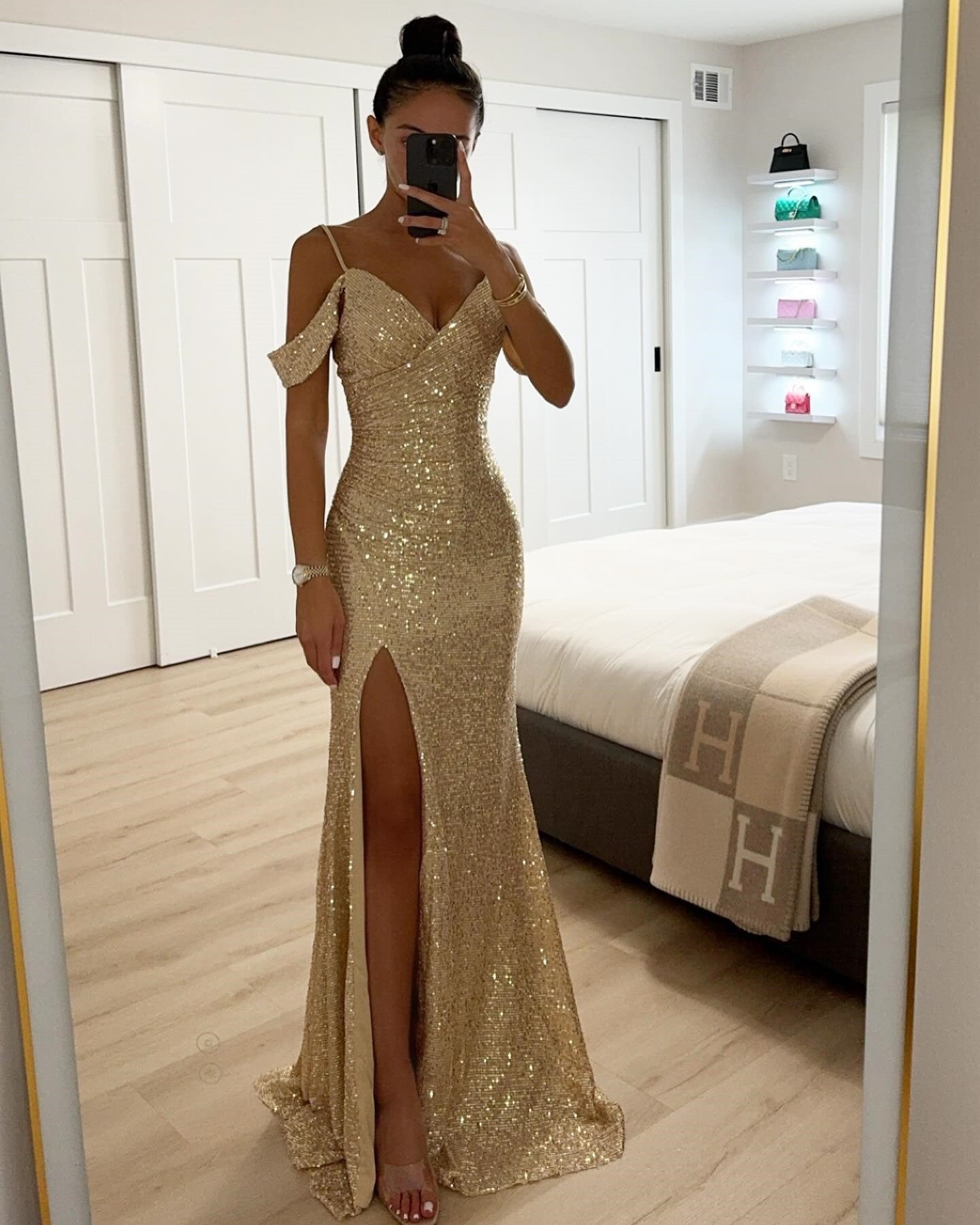 Robe de soirée à paillettes pour femme