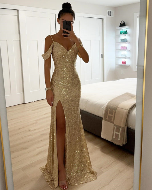 Robe de soirée à paillettes pour femme