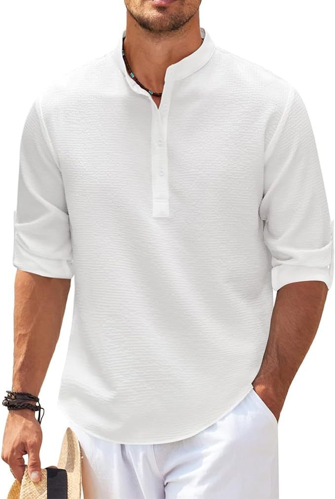 Chemise Henley à manches longues pour hommes | Décontractée