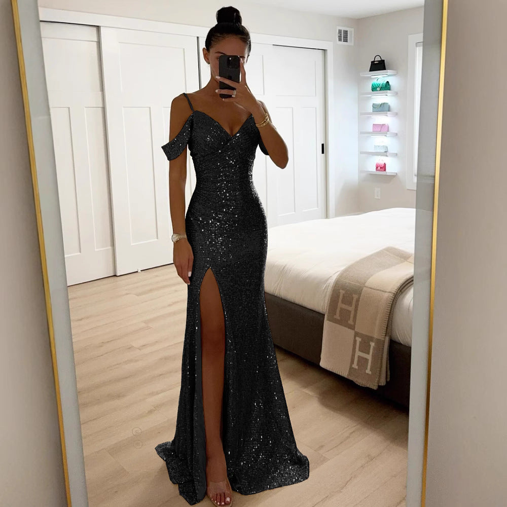 Robe de soirée à paillettes pour femme