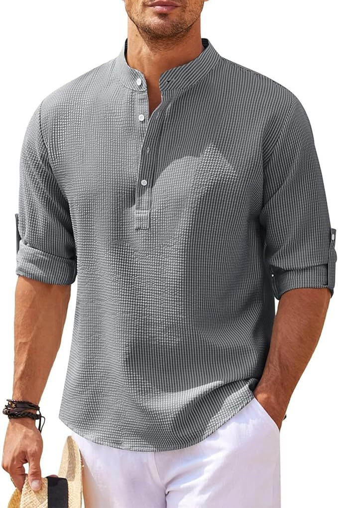 Chemise Henley à manches longues pour hommes | Décontractée