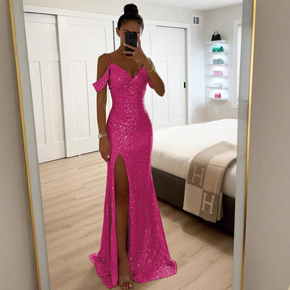 Robe de soirée à paillettes pour femme